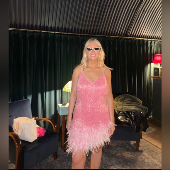 NADINE MERABI LOTTIE Pink Fringe Dress - Picture 2 of 16